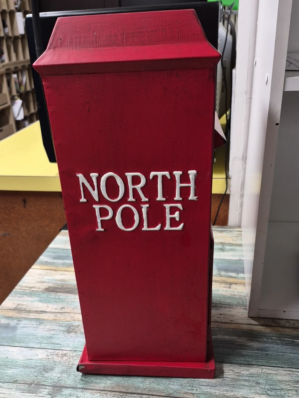 CHRISTMAS Metal Mailbox Letters To Santa Red 15x8x6